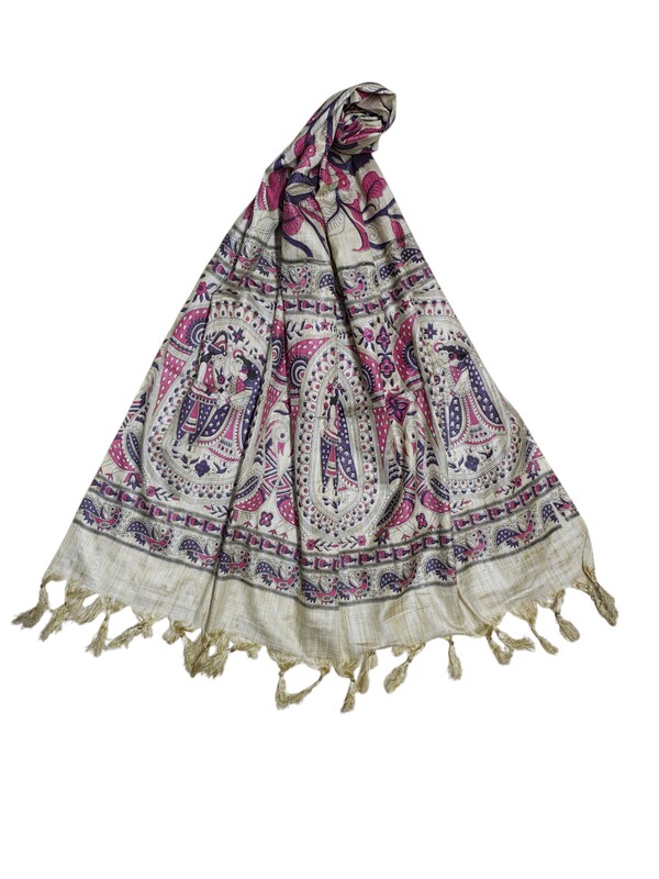 Purple & Pink Kalamkari Cotton Silk Dupatta for Women Purple & Pink Kalamkari Cotton Silk Dupatta for Women