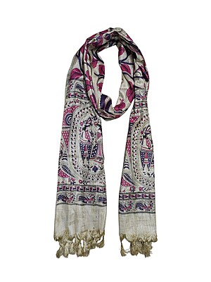 Purple & Pink Kalamkari Cotton Silk Dupatta for Women Purple & Pink Kalamkari Cotton Silk Dupatta for Women