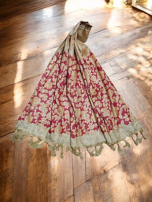 Orange & Red Kalamkari Cotton Silk Dupatta for Women Orange & Red Kalamkari Cotton Silk Dupatta for Women