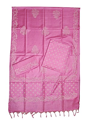 Pink Unstitched Batik Print Silk Salwar Suit Dress Material with Dupatta Pink Unstitched Batik Print Silk Salwar Suit Dress Material with Dupatta