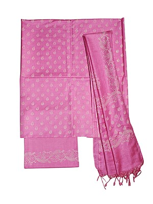 Pink Unstitched Batik Print Silk Salwar Suit Dress Material with Dupatta Pink Unstitched Batik Print Silk Salwar Suit Dress Material with Dupatta