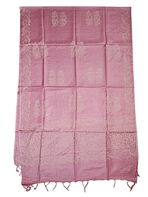Light Plum Unstitched Block Print Silk Salwar Suit Dress Material with Dupatta Light Plum Unstitched Block Print Silk Salwar Suit Dress Material with Dupatta