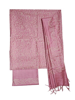 Light Plum Unstitched Block Print Silk Salwar Suit Dress Material with Dupatta Light Plum Unstitched Block Print Silk Salwar Suit Dress Material with Dupatta