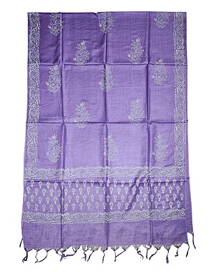 Purple Unstitched Batik Print Cotton Salwar Suit Dress Material with Dupatta