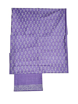 Purple Unstitched Batik Print Cotton Salwar Suit Dress Material with Dupatta