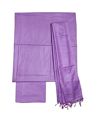 Purple Solid katan silk Unstitched Salwar Suit Fabric with Dupatta
