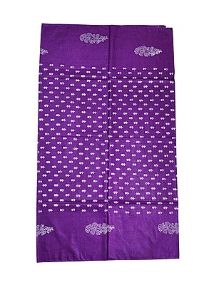 Pink & Purple Unstitched Block Print Silk Salwar Suit Dress Material with Dupatta