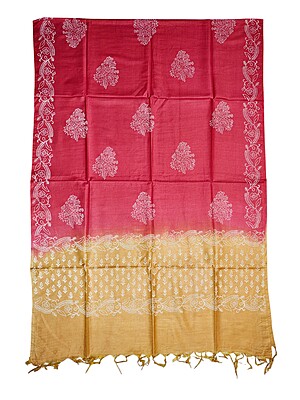 Pink & Yellow Unstitched Batik Print Silk Salwar Suit Dress Material with Dupatta Pink & Yellow Unstitched Batik Print Silk Salwar Suit Dress Material with Dupatta
