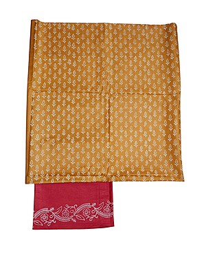 Pink & Yellow Unstitched Batik Print Silk Salwar Suit Dress Material with Dupatta Pink & Yellow Unstitched Batik Print Silk Salwar Suit Dress Material with Dupatta
