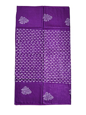 Indigo & Olive Green Unstitched Batik Print Silk Salwar Suit Dress Material with Dupatta