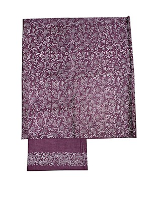 Wine Block Print Silk Unstitched Salwar Suit Dress Material with Dupatta Wine Block Print Silk Unstitched Salwar Suit Dress Material with Dupatta