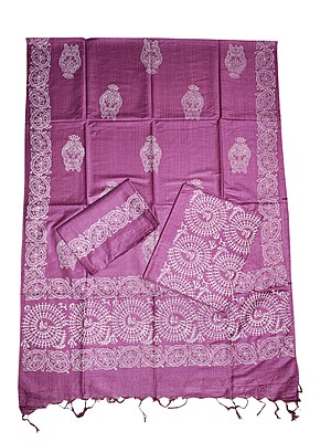 Magenta Unstitched Block Print Silk Salwar Suit Dress Material with Dupatta Magenta Unstitched Block Print Silk Salwar Suit Dress Material with Dupatta