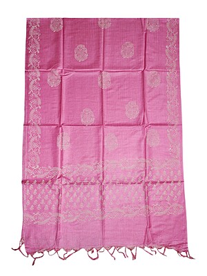 Pink Hand Block Print Unstitched Silk Salwar Suit Dress Material with Dupatta
