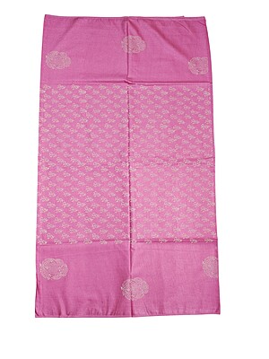 Pink Hand Block Print Unstitched Silk Salwar Suit Dress Material with Dupatta