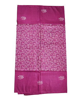 Magenta Pink Unstitched Block Print Silk Salwar Suit Dress Material with Dupatta Magenta Pink Unstitched Block Print Silk Salwar Suit Dress Material with Dupatta