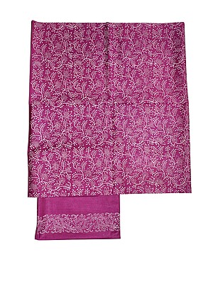 Magenta Pink Unstitched Block Print Silk Salwar Suit Dress Material with Dupatta Magenta Pink Unstitched Block Print Silk Salwar Suit Dress Material with Dupatta