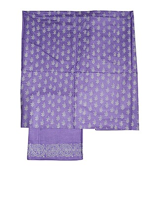Purple Unstitched Block Print Silk Salwar Suit Dress Material with Dupatta Purple Unstitched Block Print Silk Salwar Suit Dress Material with Dupatta
