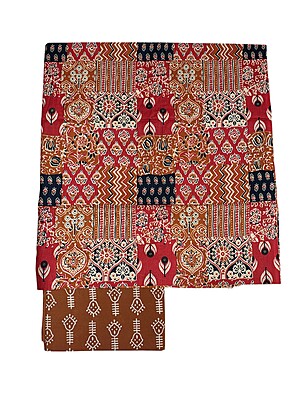 Maroon Hand block Print Unstitched Cotton Salwar Suit Set with Kota Doria Dupatta Maroon Hand block Print Unstitched Cotton Salwar Suit Set with Kota Doria Dupatta