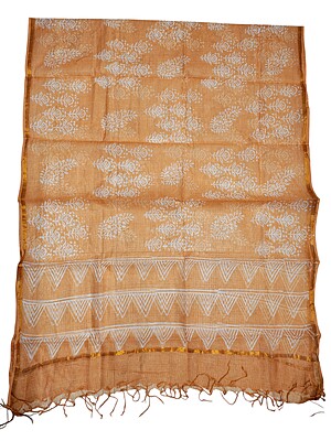 Peach Hand block Print Kota Doria Unstitched Salwar Suit Set Peach Hand block Print Kota Doria Unstitched Salwar Suit Set