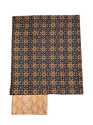 Peach Hand block Print Kota Doria Unstitched Salwar Suit Set Peach Hand block Print Kota Doria Unstitched Salwar Suit Set