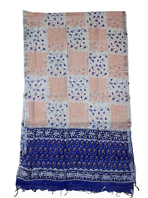 Indigo Hand block Print Cotton Unstitched Salwar Suit Set with Linen Dupatta for Women Indigo Hand block Print Cotton Unstitched Salwar Suit Set with Linen Dupatta for Women