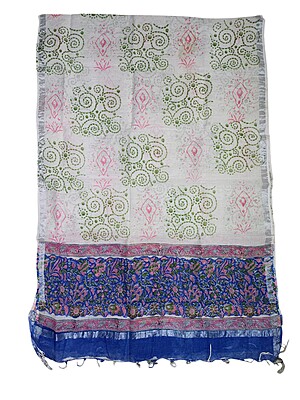 Indigo & Green Unstitched Hand block Print Cotton Salwar Suit Set with Linen Dupatta for Women Indigo & Green Unstitched Hand block Print Cotton Salwar Suit Set with Linen Dupatta for Women