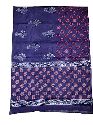Wine Hand Block Print Unstitched Cotton Salwar Suit Set with cotton Dupatta for Women Wine Hand Block Print Unstitched Cotton Salwar Suit Set with cotton Dupatta for Women