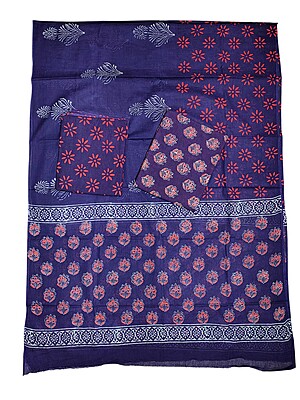 Wine Hand Block Print Unstitched Cotton Salwar Suit Set with cotton Dupatta for Women Wine Hand Block Print Unstitched Cotton Salwar Suit Set with cotton Dupatta for Women