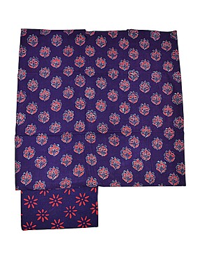 Wine Hand Block Print Unstitched Cotton Salwar Suit Set with cotton Dupatta for Women Wine Hand Block Print Unstitched Cotton Salwar Suit Set with cotton Dupatta for Women