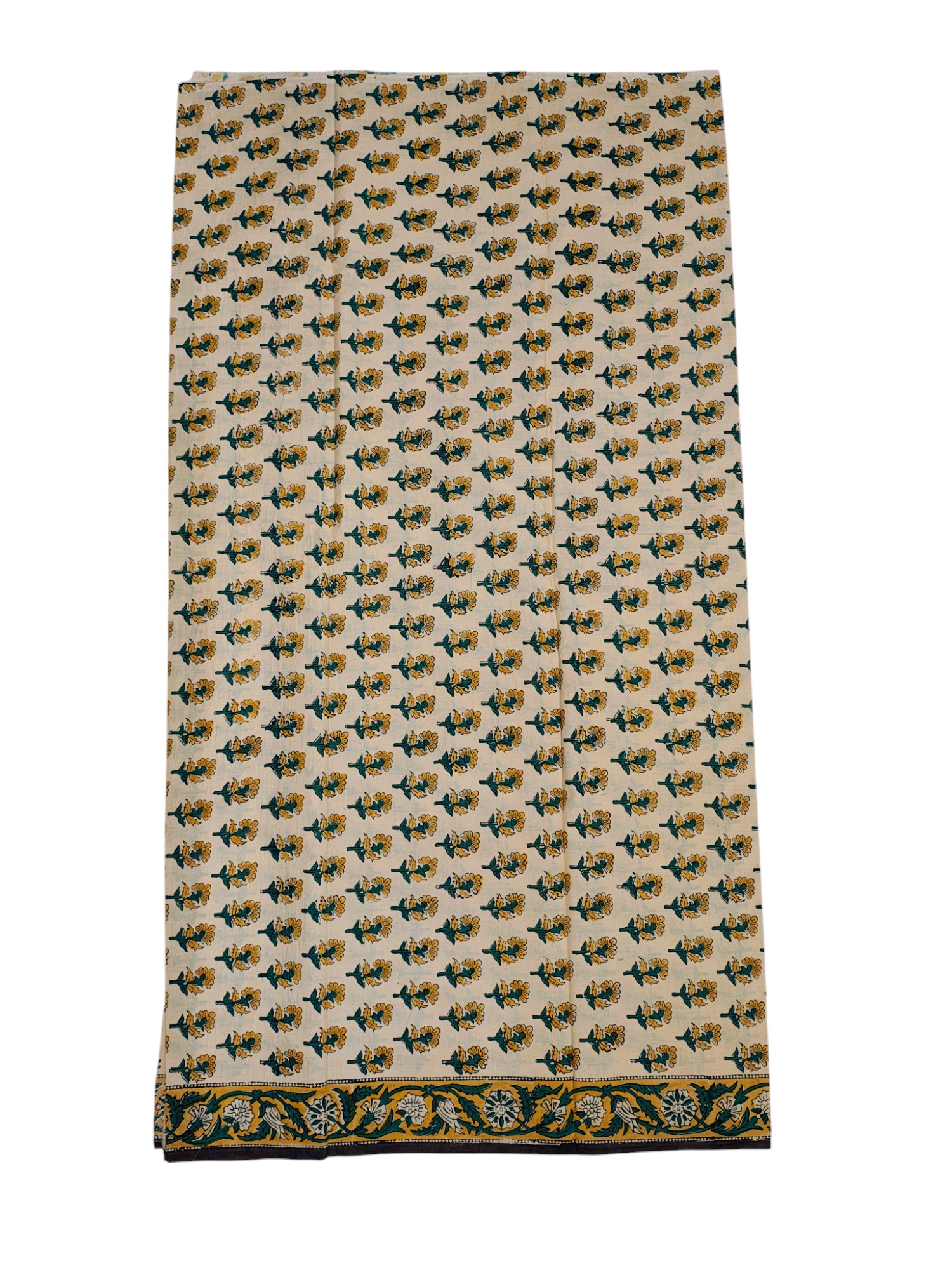 Cream & Green Bagru Block Printed Pure Cotton Dress Material Cream & Green Bagru Block Printed Pure Cotton Dress Material