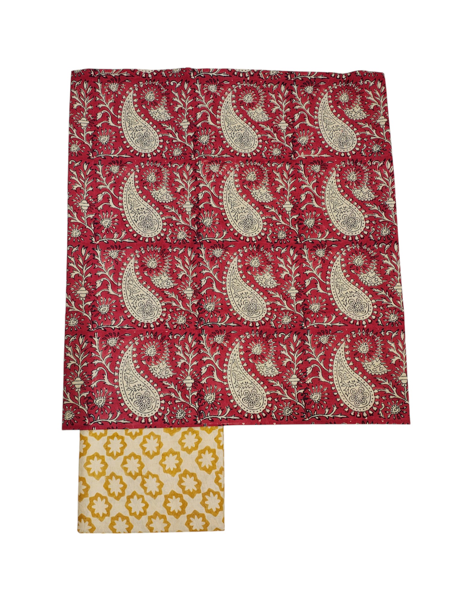 Dark Red Bagru Block Printed Pure Cotton Unstitched Suit Set Dark Red Bagru Block Printed Pure Cotton Unstitched Suit Set