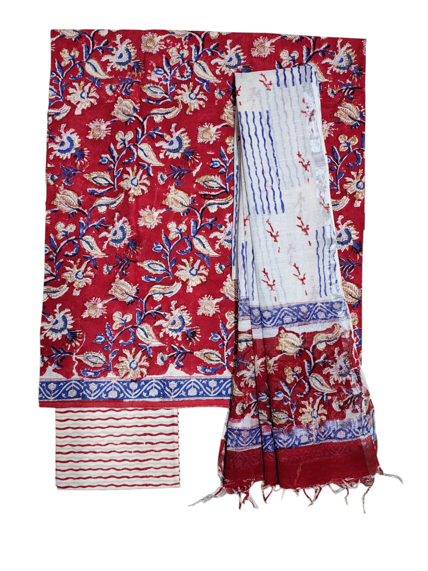 Maroon Sanganeri block Print Cotton Unstitched Salwar Suit Set with Linen Dupatta Maroon Sanganeri block Print Cotton Unstitched Salwar Suit Set with Linen Dupatta