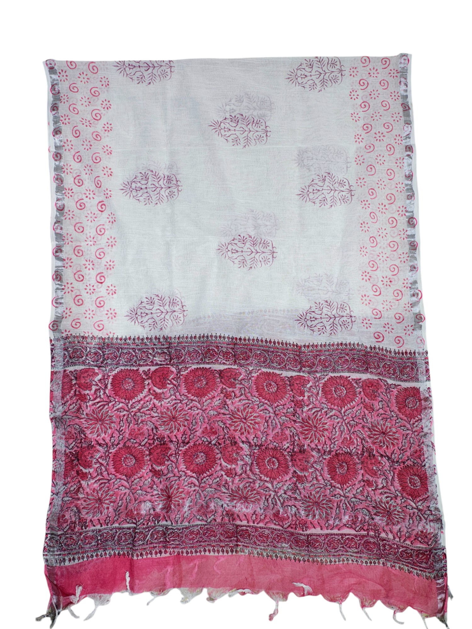 Pink Sanganeri block Print Cotton Unstitched Salwar Suit Set with Linen Dupatta Pink Sanganeri block Print Cotton Unstitched Salwar Suit Set with Linen Dupatta