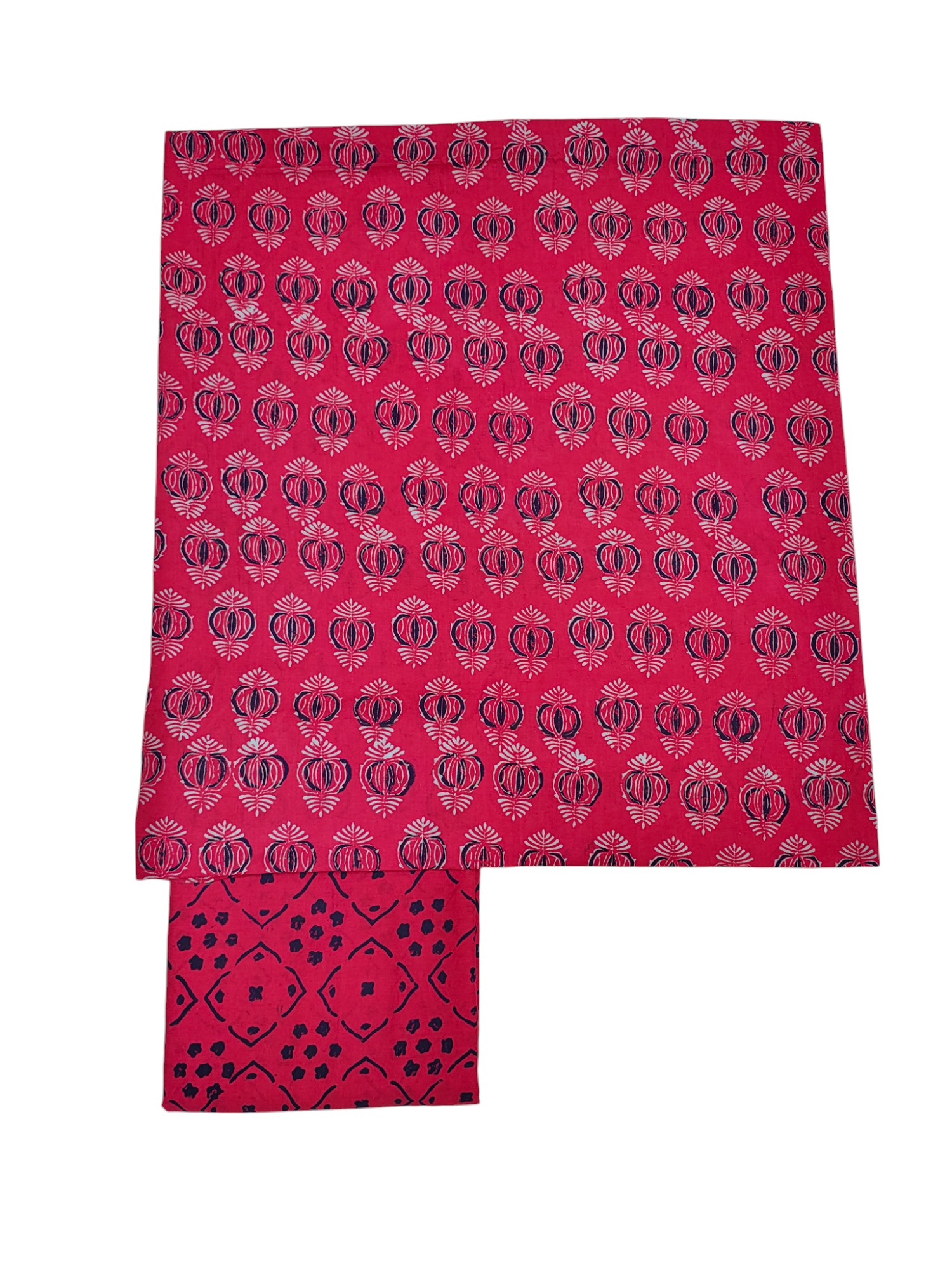 Red Ajrakh Print Cotton Unstitched Salwar Suit Set with Linen Dupatta Red Ajrakh Print Cotton Unstitched Salwar Suit Set with Linen Dupatta