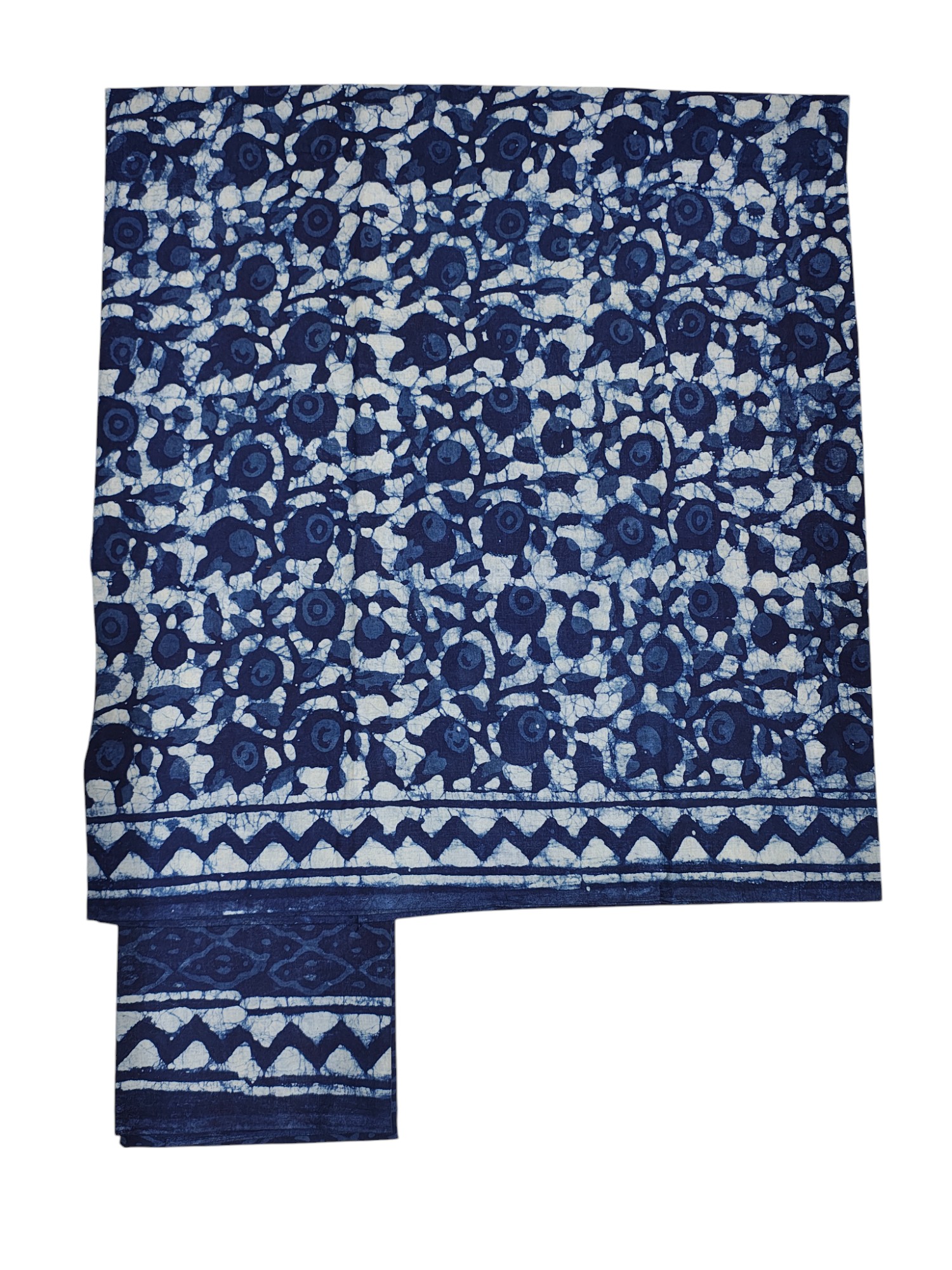 Indigo Dabu Print Pure Cotton Dress Material with Linen Dupatta Indigo Dabu Print Pure Cotton Dress Material with Linen Dupatta