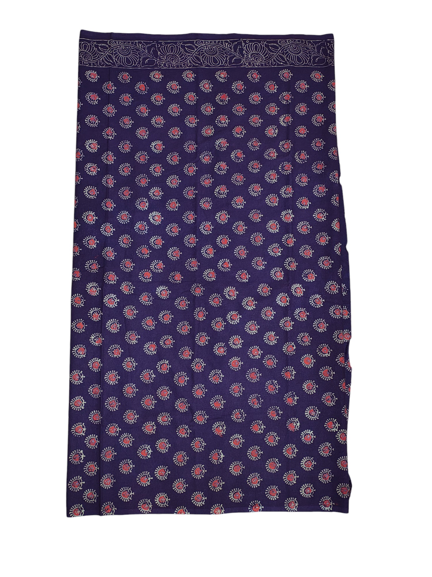 Purple Ajrakh Print Pure Cotton Unstitched Suit Set with Linen Dupatta