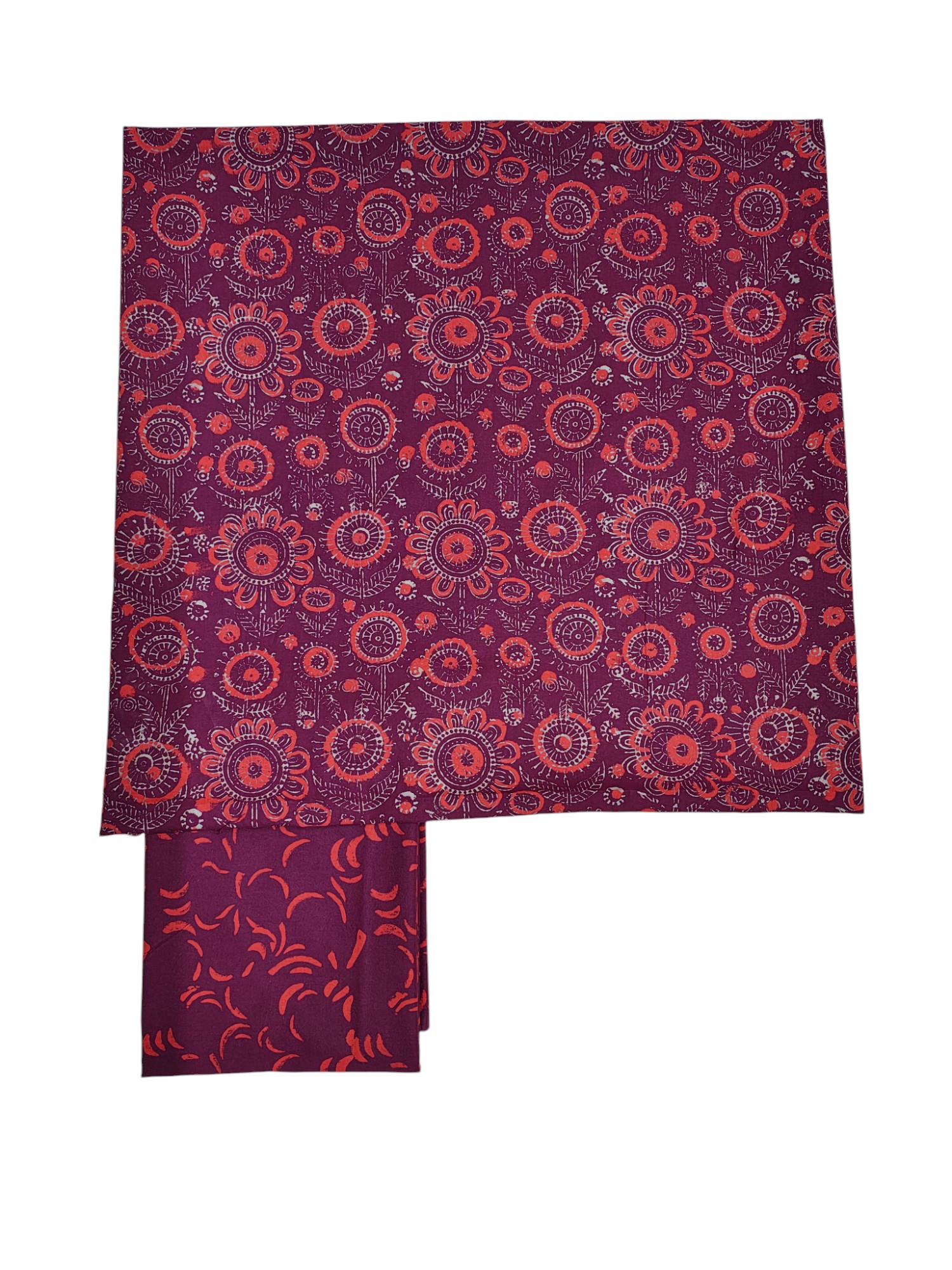Wine Ajrakh Print Cotton Unstitched Salwar Suit Set with Linen Dupatta for Women Wine Ajrakh Print Cotton Unstitched Salwar Suit Set with Linen Dupatta for Women