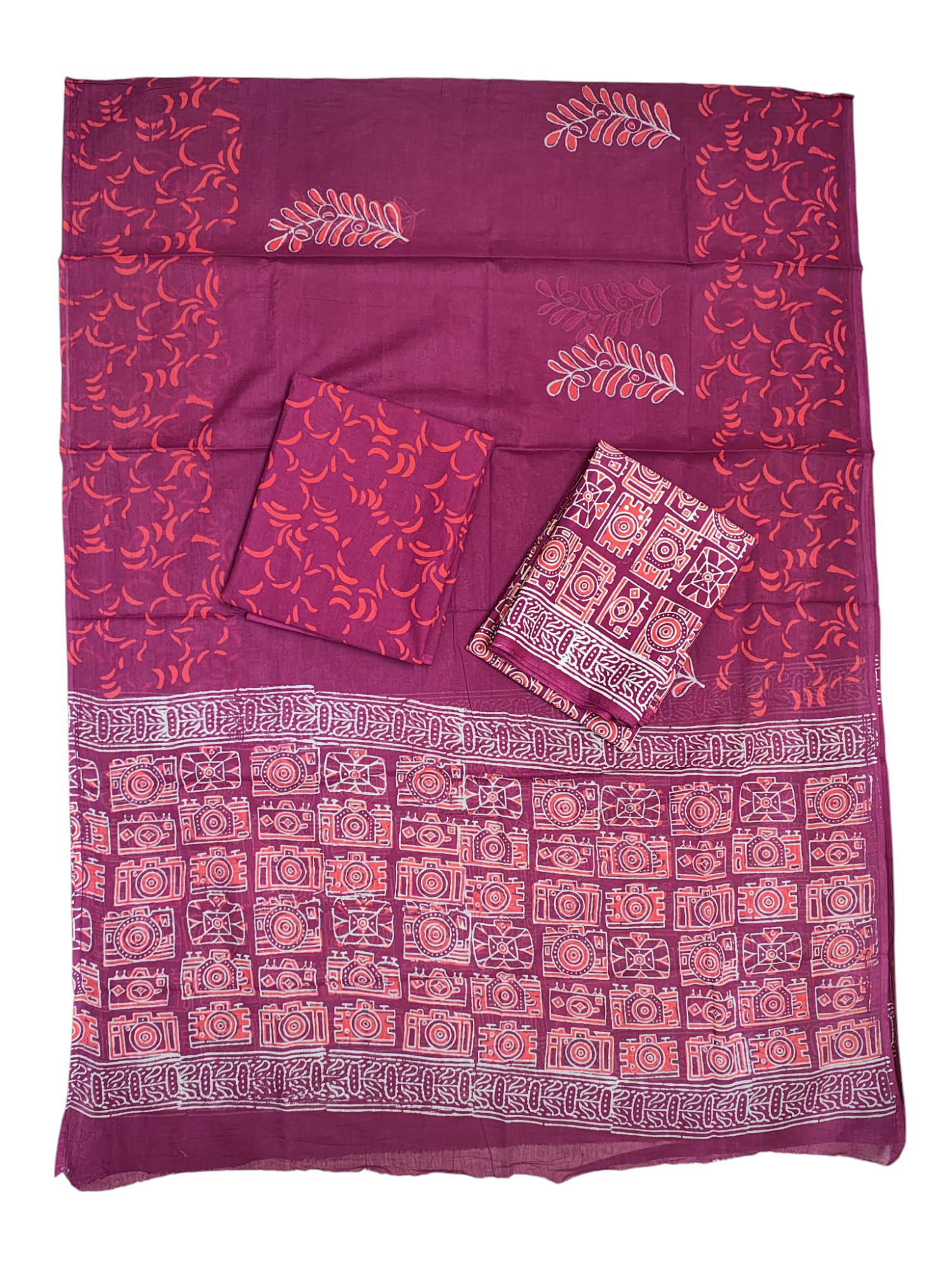 Wine Ajrakh Print Cotton Unstitched Suit Set with cotton Dupatta Wine Ajrakh Print Cotton Unstitched Suit Set with cotton Dupatta