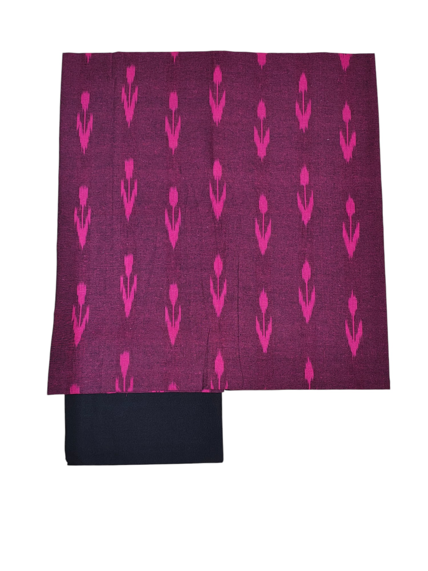 Dark Pink Pochampally Ikat Cotton Unstitched Salwar Suit Set with Dupatta