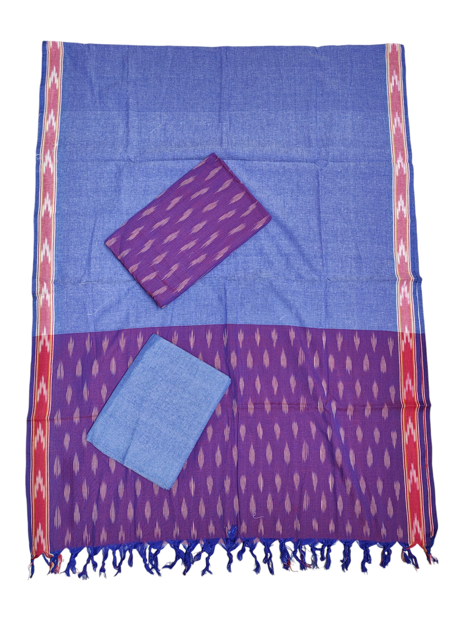 Purple Pure Cotton Ikkat Unstitched Salwar Suit Set with Dupatta Purple Pure Cotton Ikkat Unstitched Salwar Suit Set with Dupatta