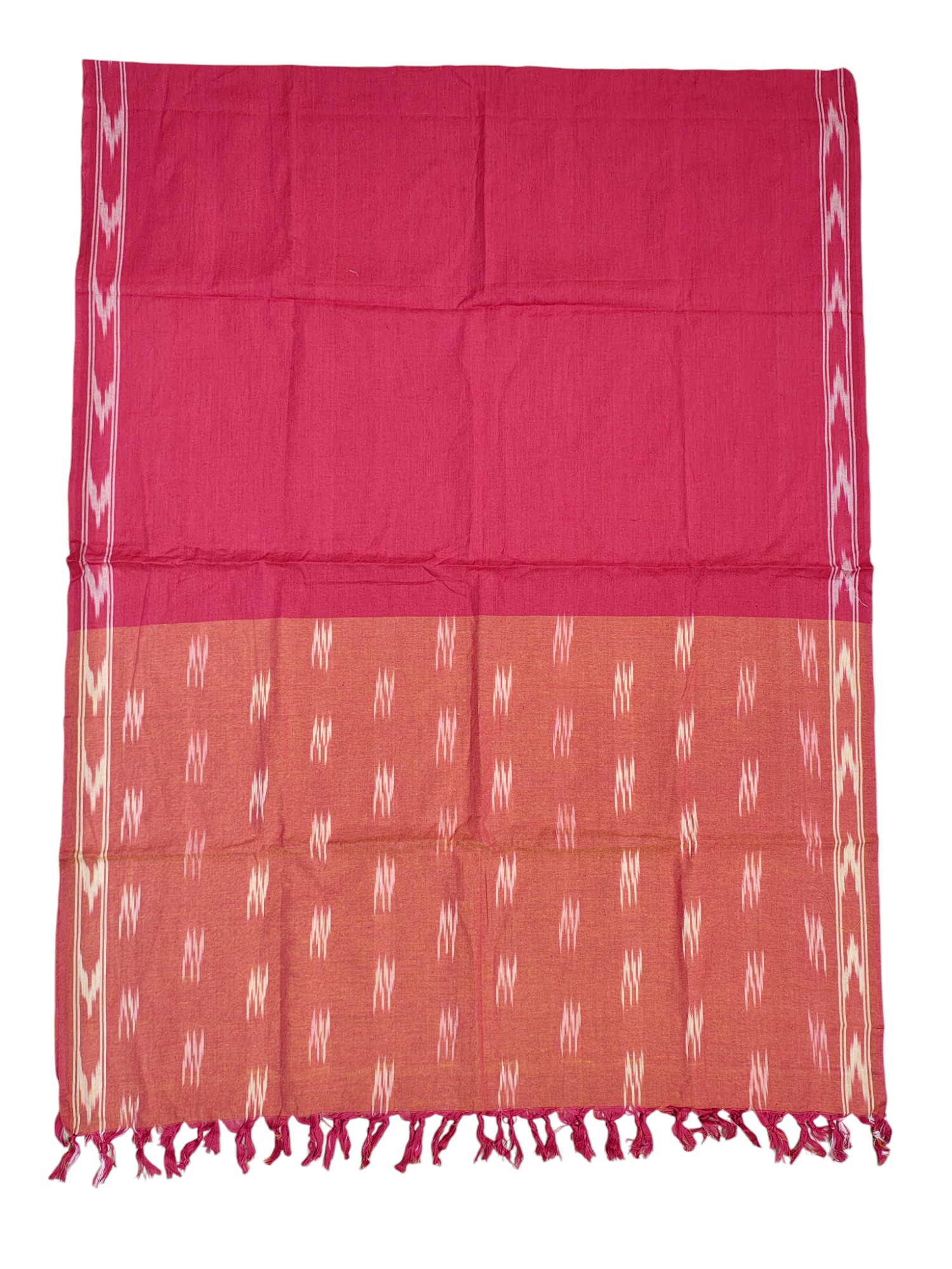 Peach Ikkat Cotton Unstitched Salwar Suit Set with Dupatta