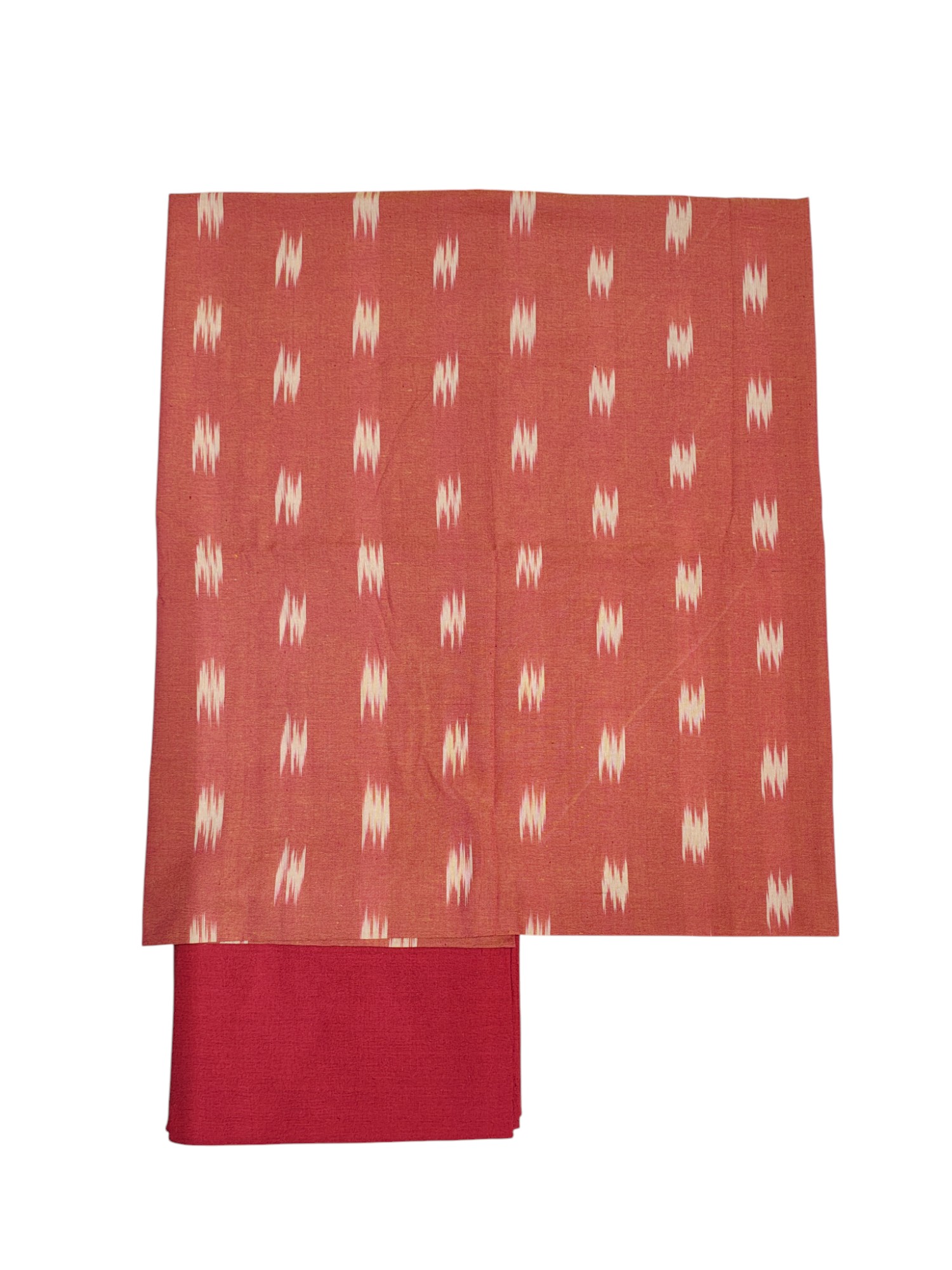 Peach Ikkat Cotton Unstitched Salwar Suit Set with Dupatta