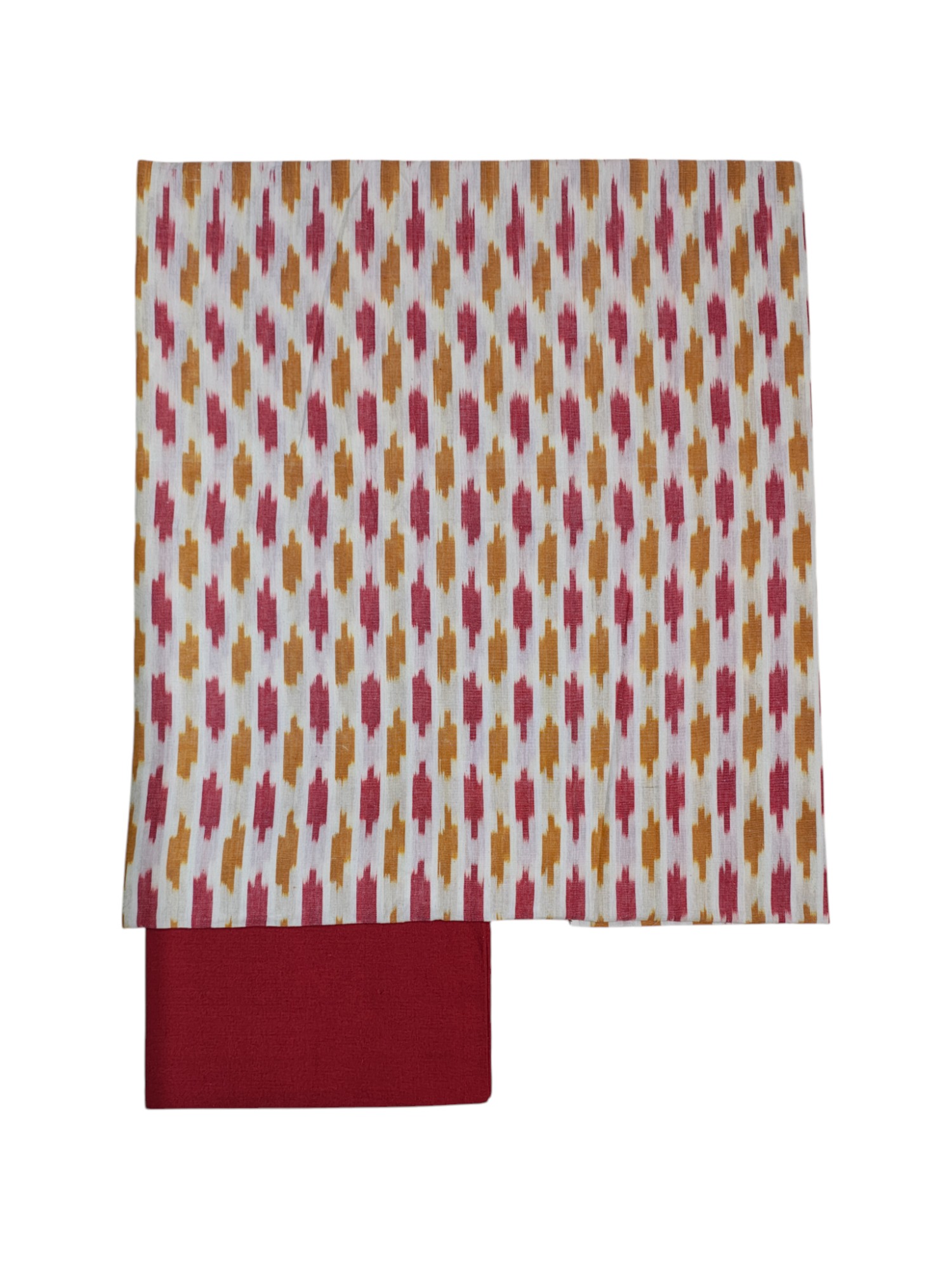 Red & White Pochampally Ikkat Cotton Unstitched Salwar Suit Set with Dupatta Red & White Pochampally Ikkat Cotton Unstitched Salwar Suit Set with Dupatta