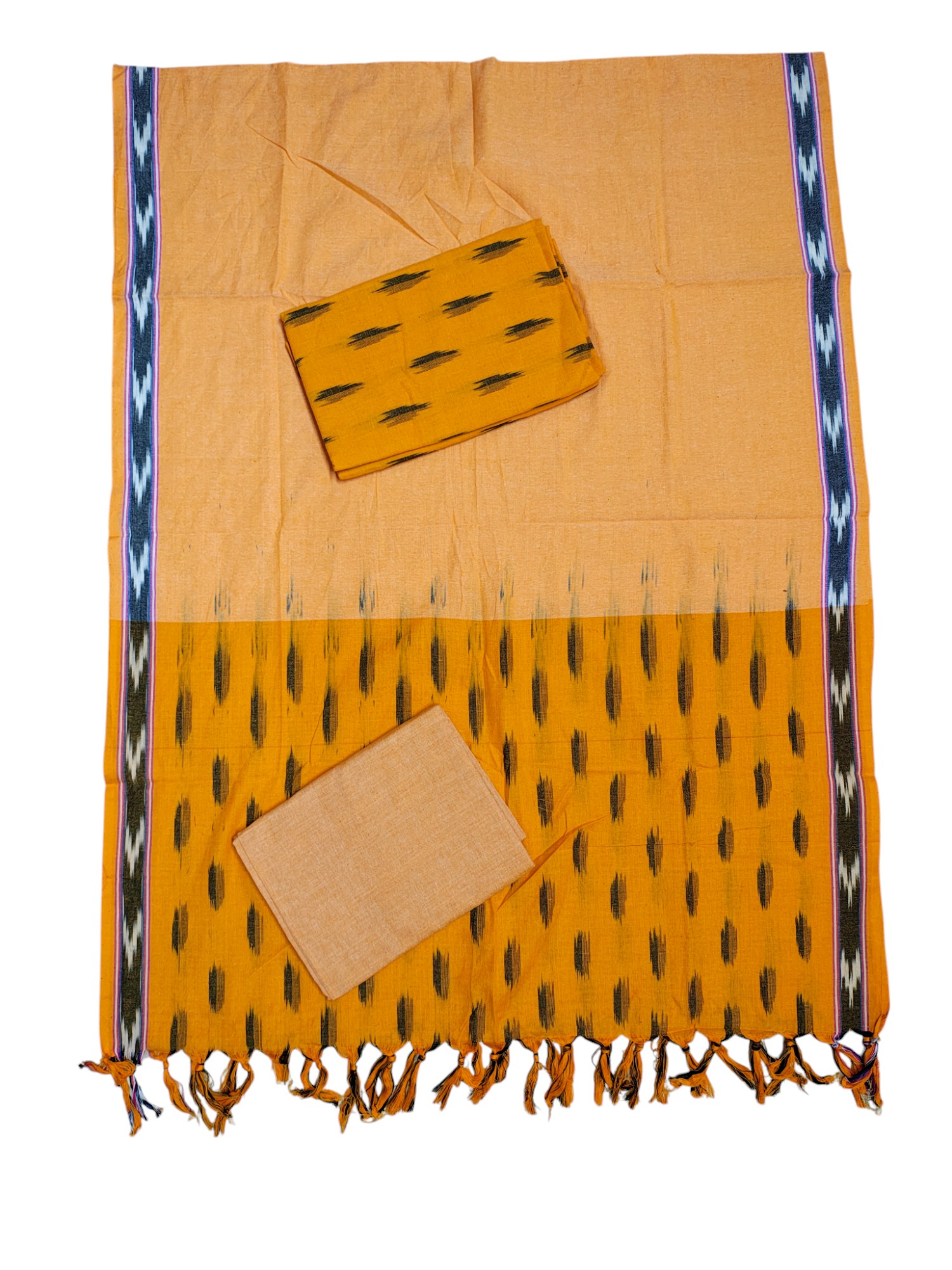Yellow Pochampally Ikkat Cotton Unstitched Salwar Suit Set with Dupatta Yellow Pochampally Ikkat Cotton Unstitched Salwar Suit Set with Dupatta