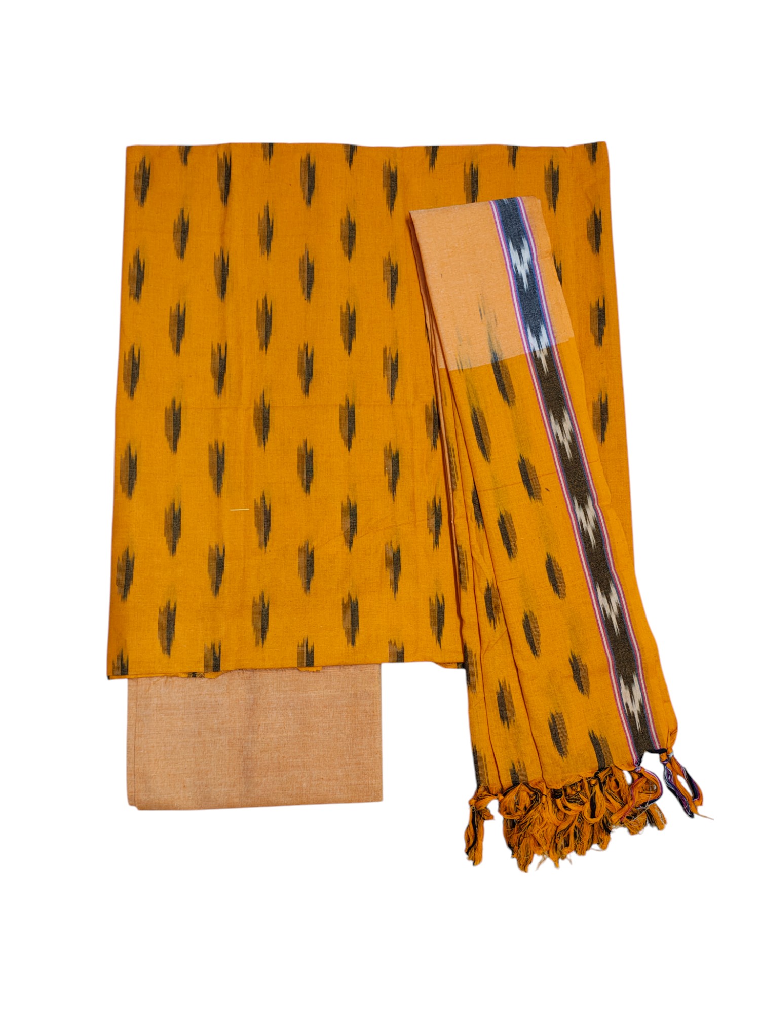 Yellow Pochampally Ikkat Cotton Unstitched Salwar Suit Set with Dupatta Yellow Pochampally Ikkat Cotton Unstitched Salwar Suit Set with Dupatta