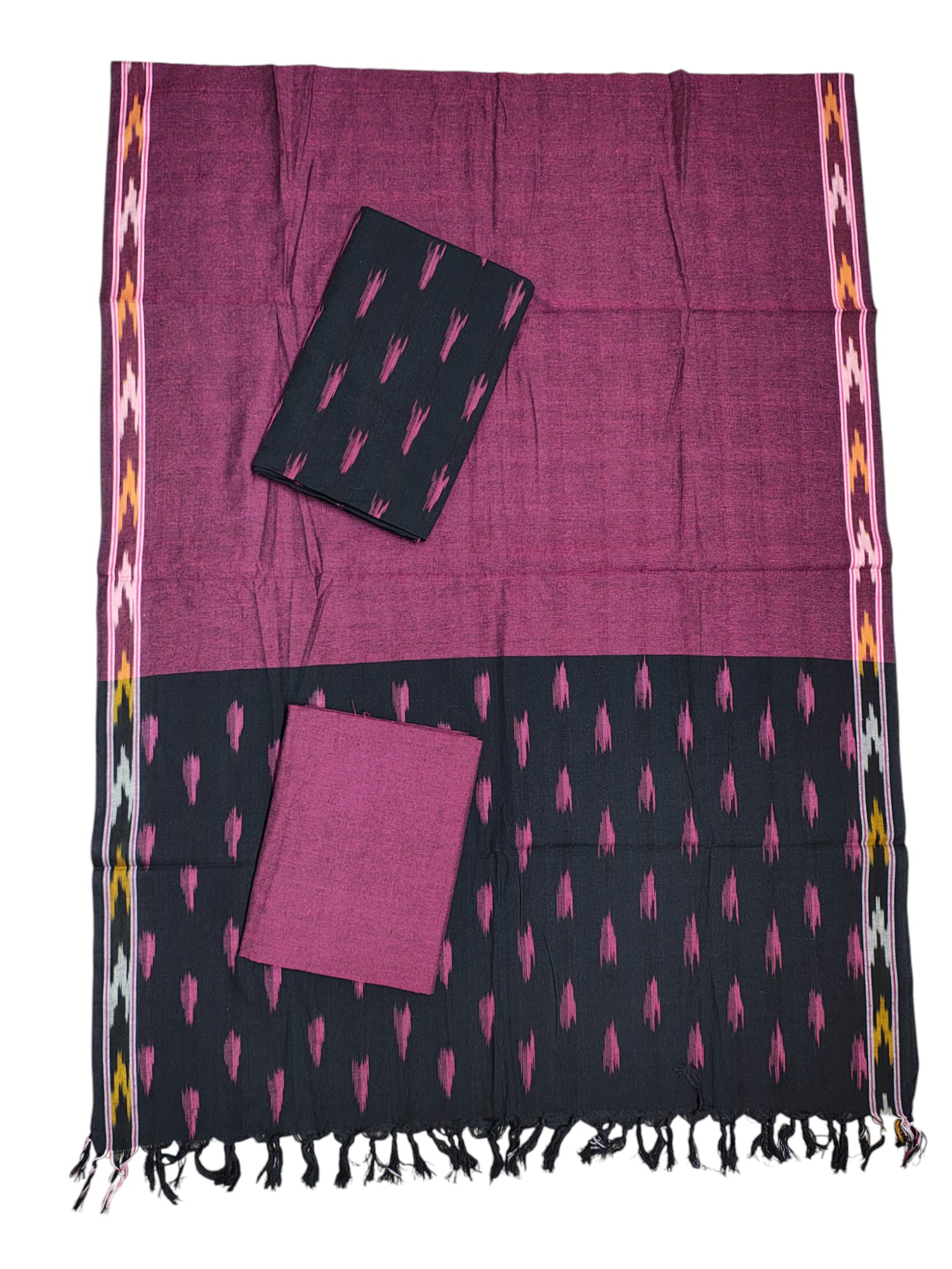 Black Pochampally Ikkat Cotton Dress Material Black Pochampally Ikkat Cotton Dress Material