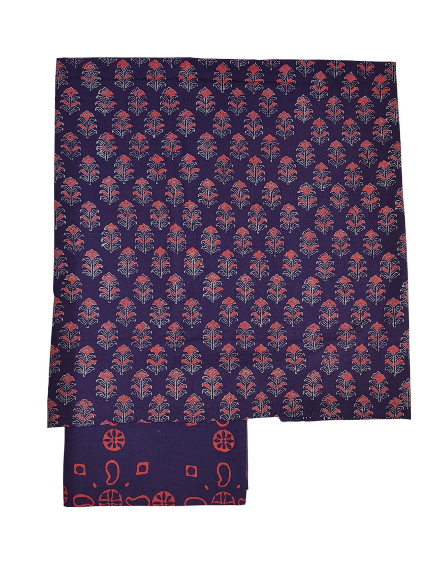 Purple Ajrakh Print Cotton Dress Materials with Linen Dupatta Purple Ajrakh Print Cotton Dress Materials with Linen Dupatta