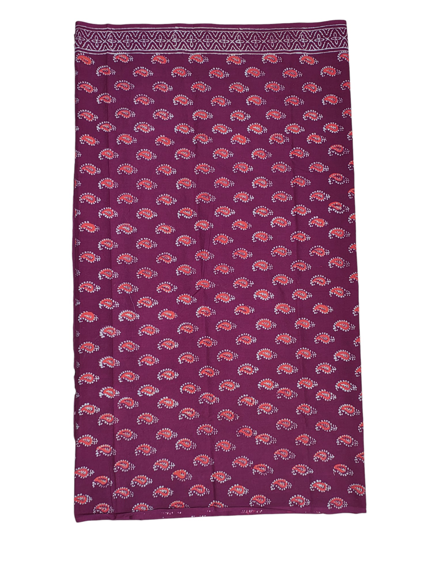 Wine Ajrakh Print Unstitched Suit Set with Linen Dupatta for Women
