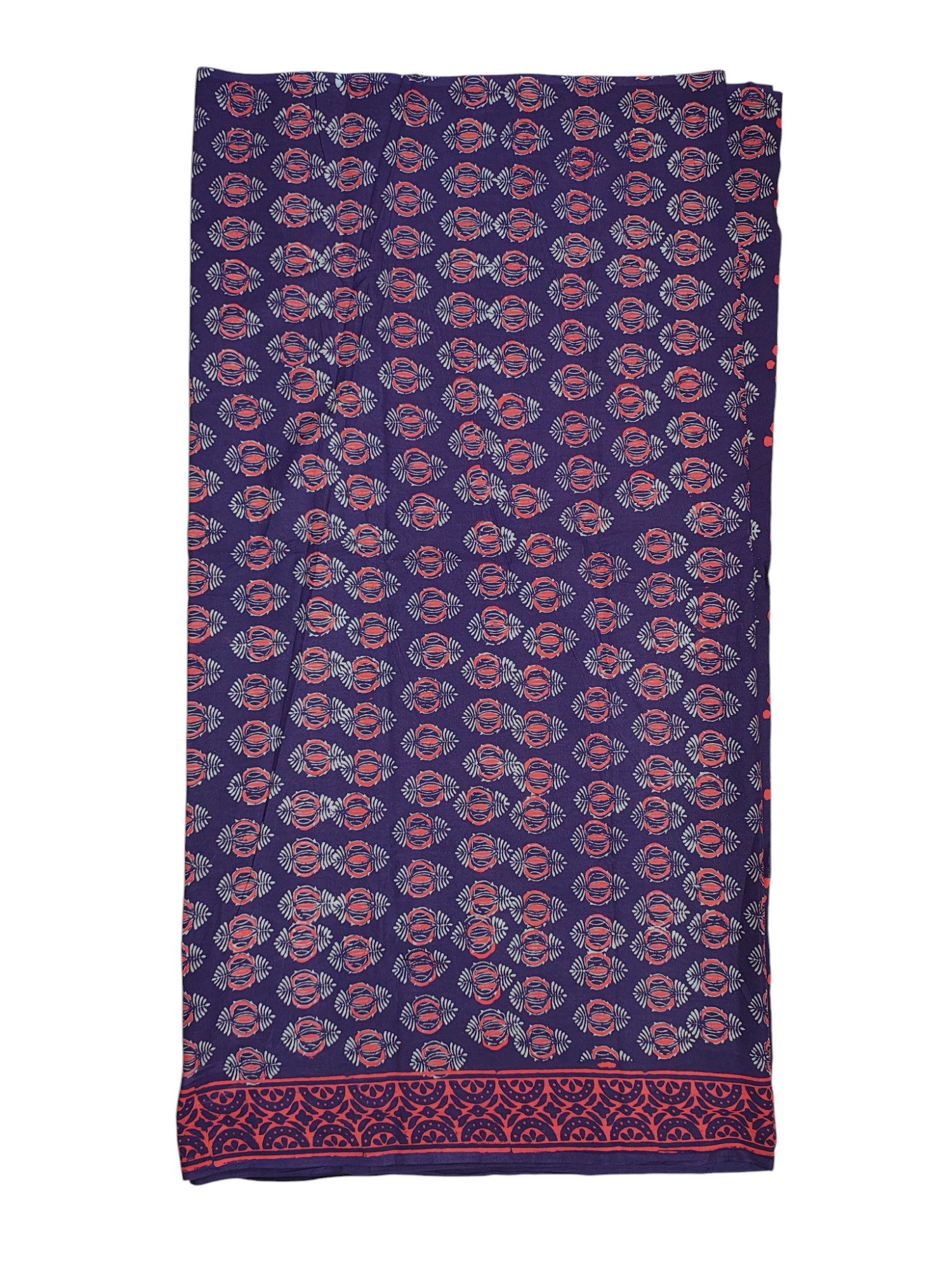 Purple Ajrakh Print Pure Cotton Dress Materials with Linen Dupatta