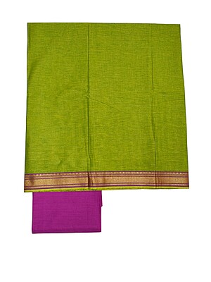 Green & Pink Mangalagiri Cotton Unstitched Salwar Suit Set with Dupatta for Women Green & Pink Mangalagiri Cotton Unstitched Salwar Suit Set with Dupatta for Women